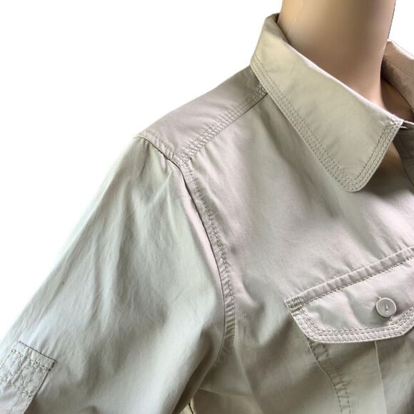 Liz Claiborne Tan Button Front Long Sleeve Normcore Utility Shirtdress Large P - Picture 4 of 16